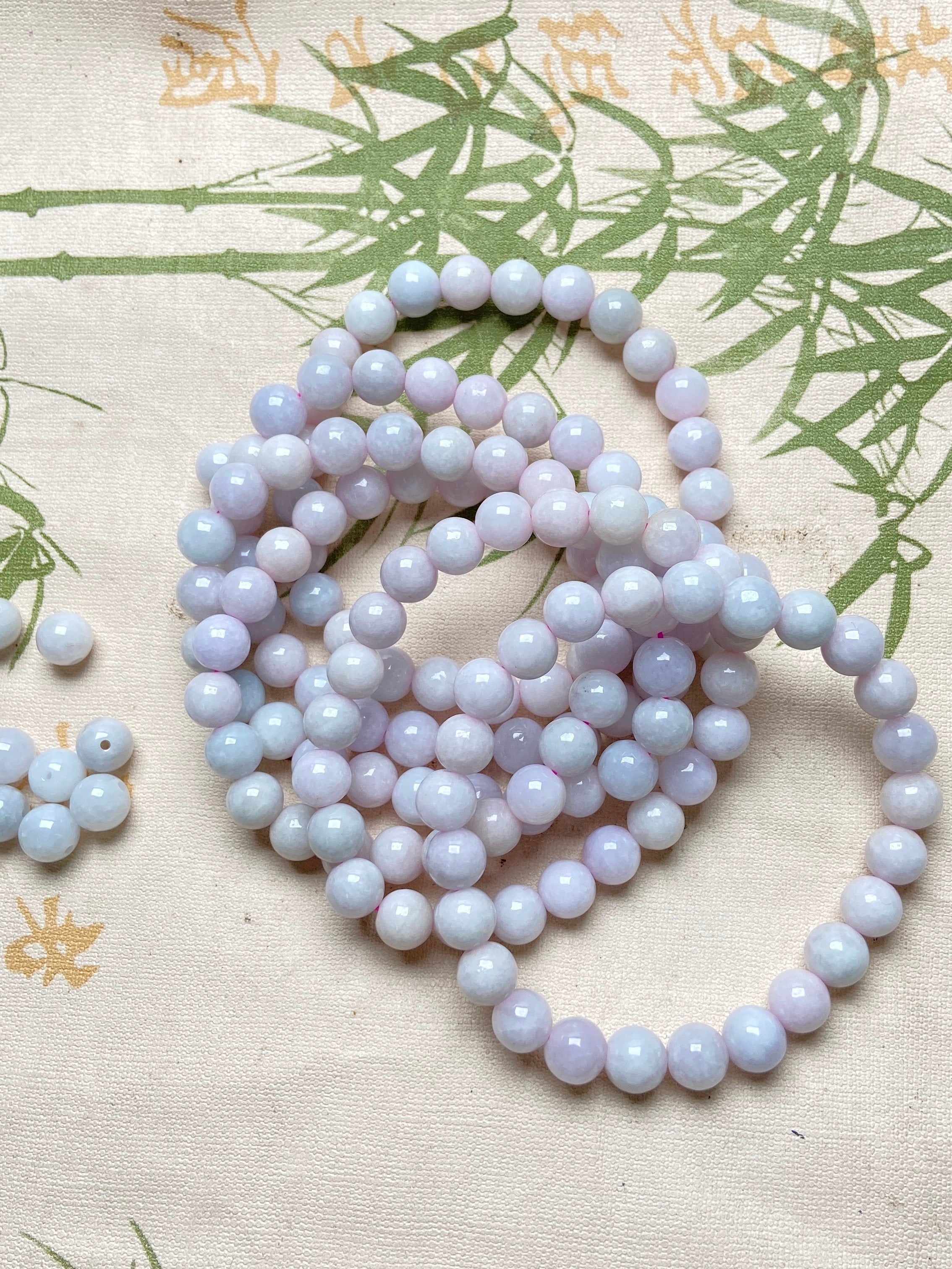 Bracelet en Jadéite Lavande Naturelle – Perles Rondes 8 mm – Bracelet Élégant Femme & Homme