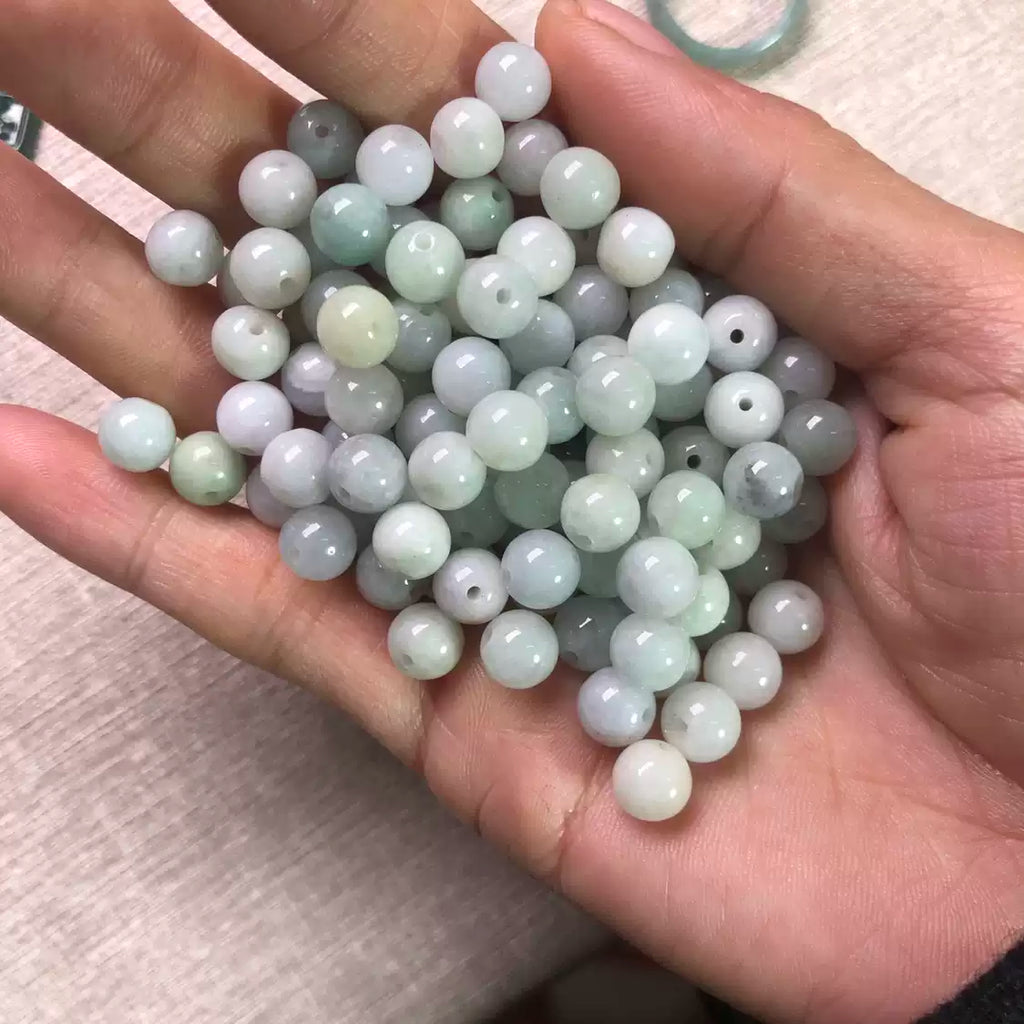 Perles Rondes en Jade Naturel | Vert Clair, Percées, Pour Bijoux DIY (Bracelet, Collier, Boucles d'oreilles)