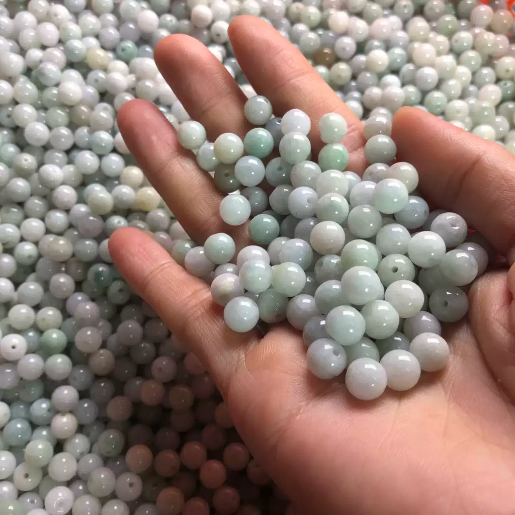 Perles Rondes en Jade Naturel | Vert Clair, Percées, Pour Bijoux DIY (Bracelet, Collier, Boucles d'oreilles)