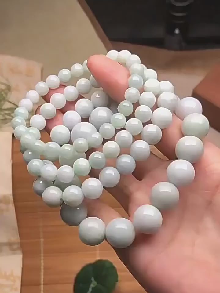 Bracelet en Jadéite Naturelle de Birmanie – Perles Rondes 8 mm / 10 mm / 13 mm / 16 mm – Avec Certificat
